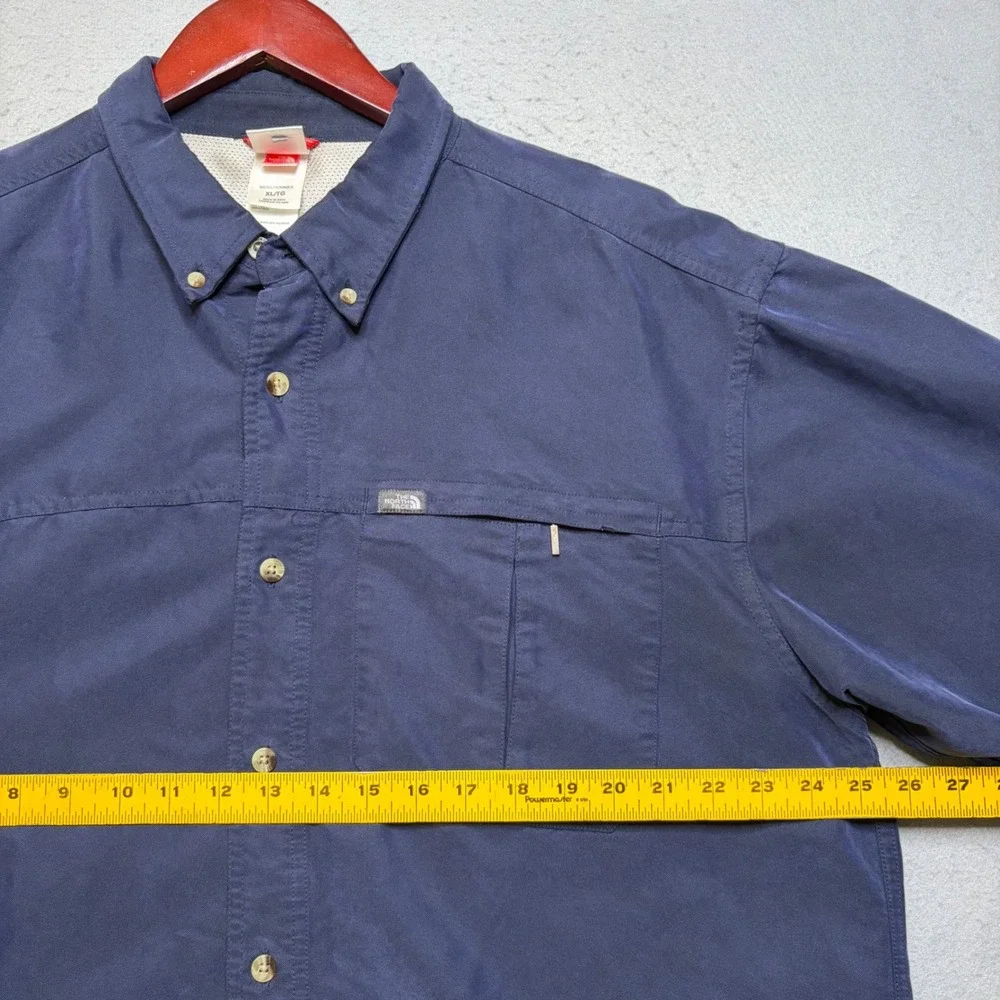 The North Face Button Up Shirt Mens XL Navy Blue A412 Long Sleeve Hiking Utility